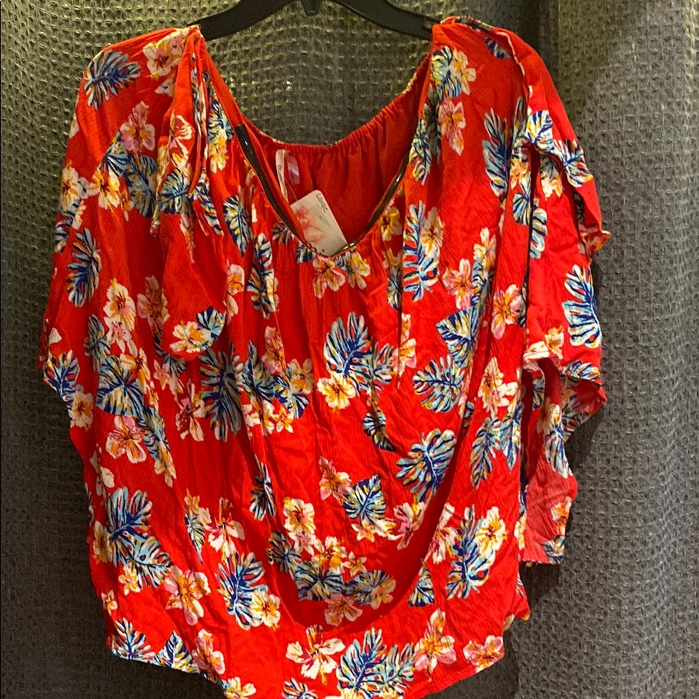 Floral Red Women's Top